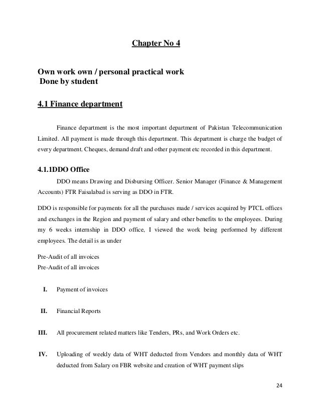 internship report on ptcl finance
